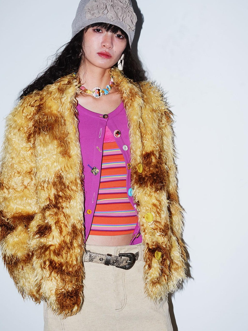 badtaste Western Mixed Color Buttons Women's Cotton Sweatshirt Knit Button-up Cardigans