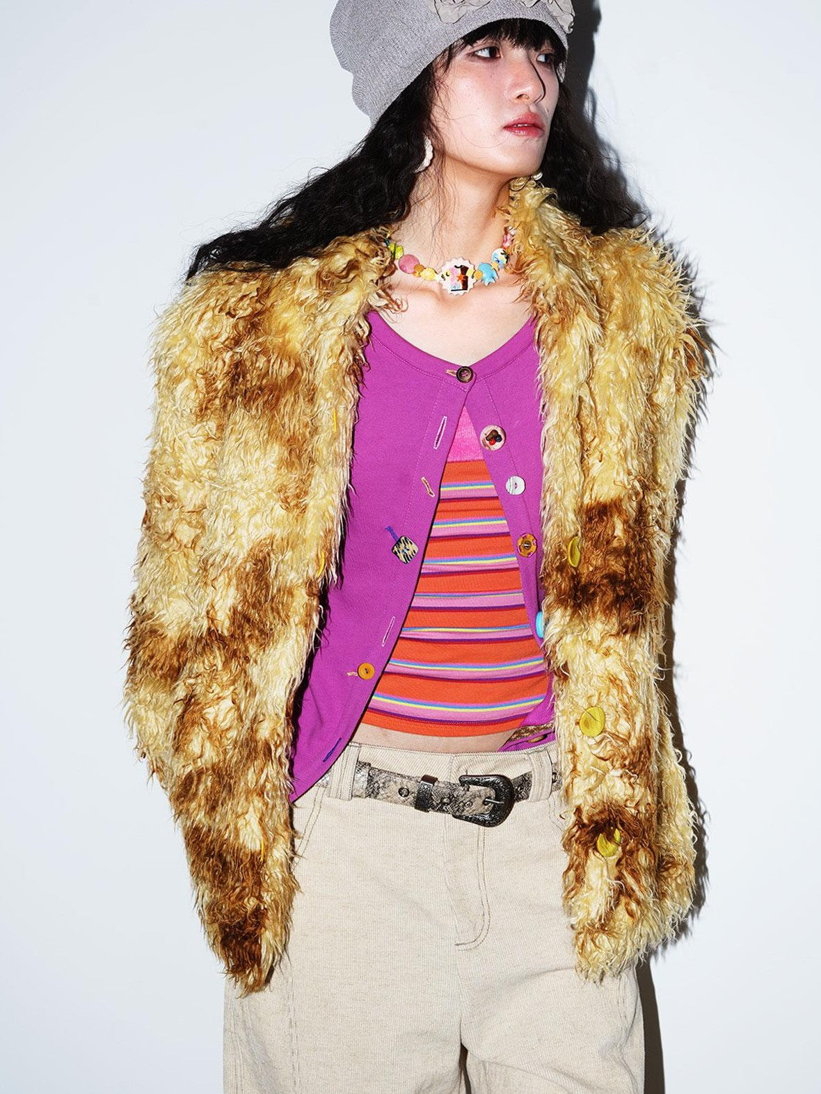 badtaste Western Mixed Color Buttons Women's Cotton Sweatshirt Knit Button-up Cardigans