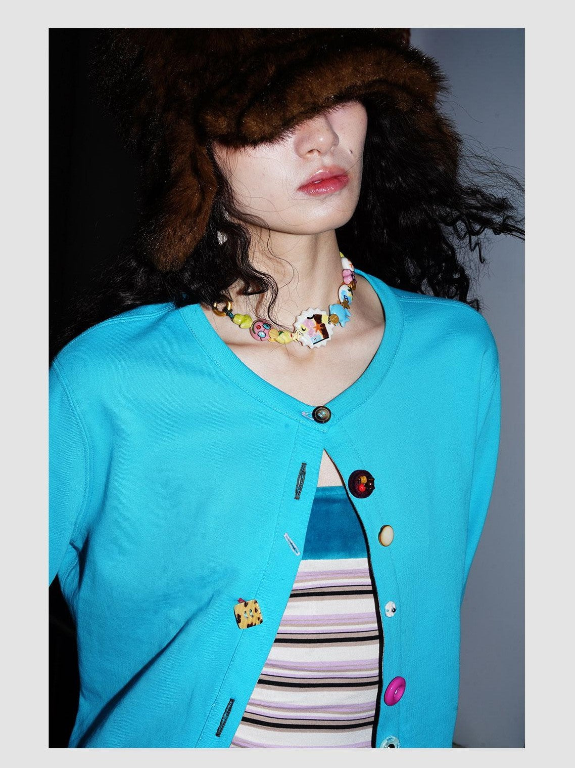 badtaste Western Mixed Color Buttons Women's Cotton Sweatshirt Knit Button-up Cardigans