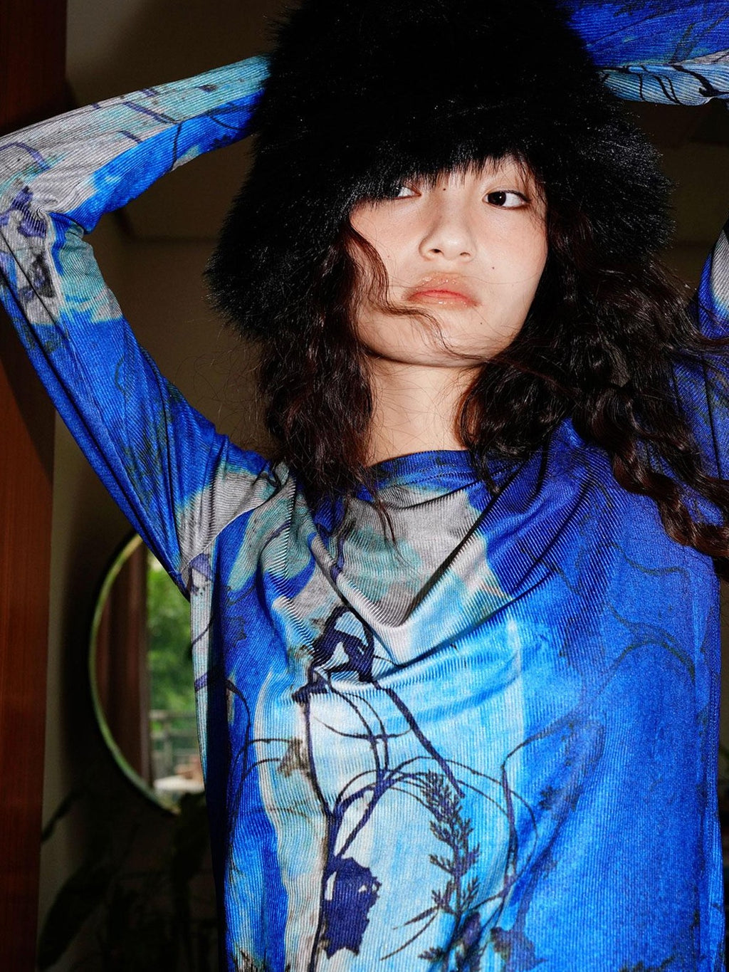 badtaste Western Original Print Loose Women's Round Neck Long Sleeve T-shirts