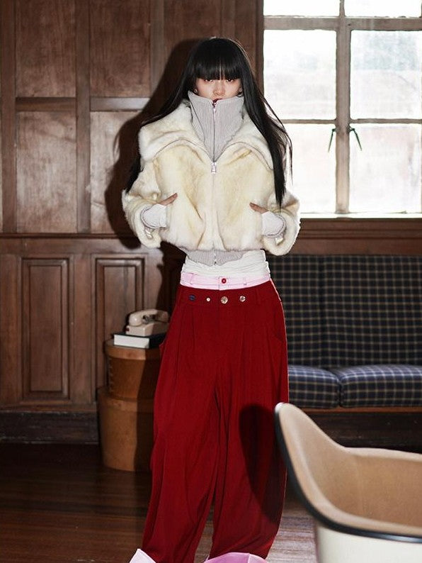 badtaste Western Patchwork Faux Two Piece Cropped Women's Faux Fur Coats