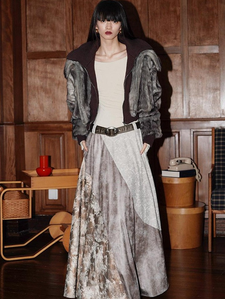 badtaste Western Patchwork Faux Two Piece Cropped Women's Faux Fur Coats