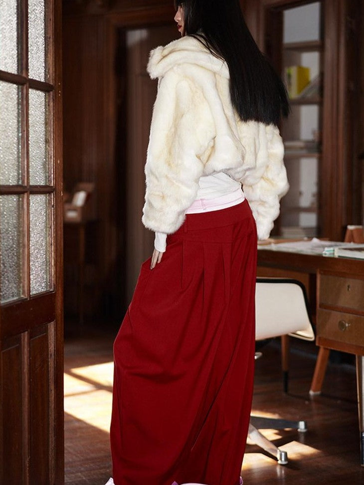 badtaste Western Patchwork Faux Two Piece Cropped Women's Faux Fur Coats