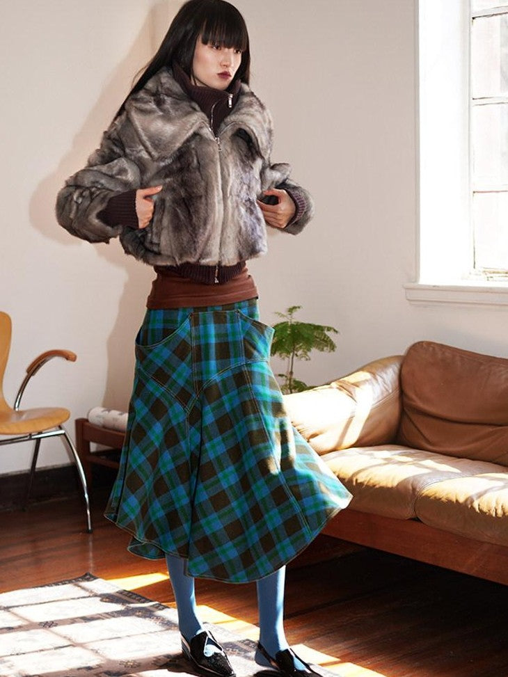 badtaste Western Patchwork Faux Two Piece Cropped Women's Faux Fur Coats