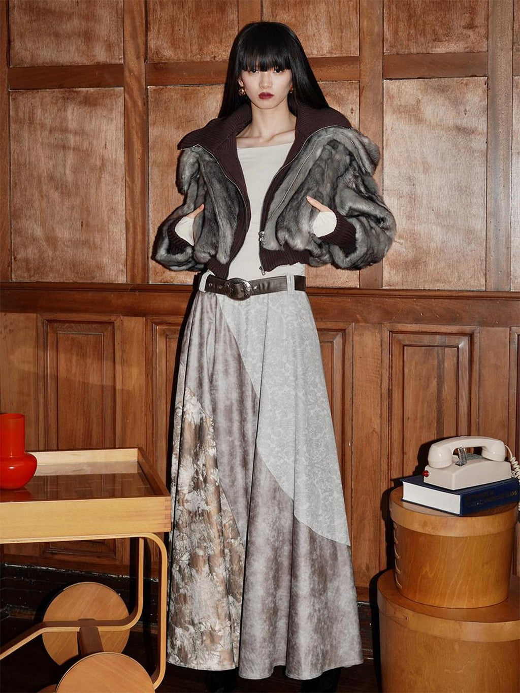 badtaste Western Patchwork Faux Two Piece Cropped Women's Faux Fur Coats