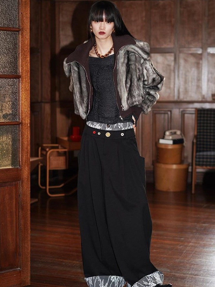 badtaste Western Patchwork Faux Two Piece Cropped Women's Faux Fur Coats