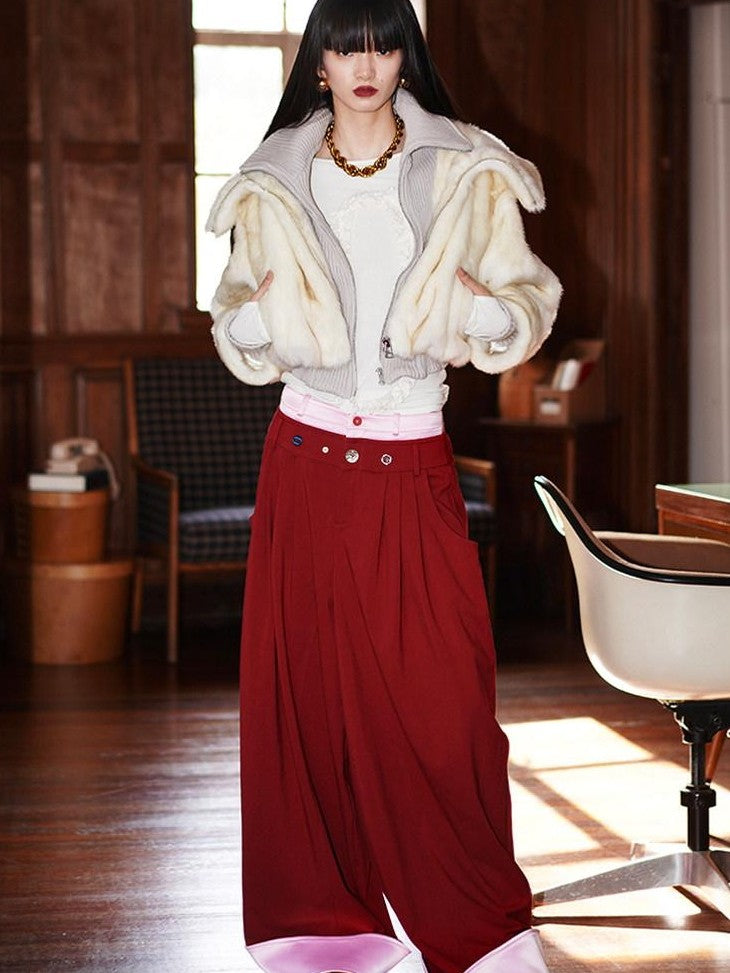 badtaste Western Patchwork Faux Two Piece Cropped Women's Faux Fur Coats