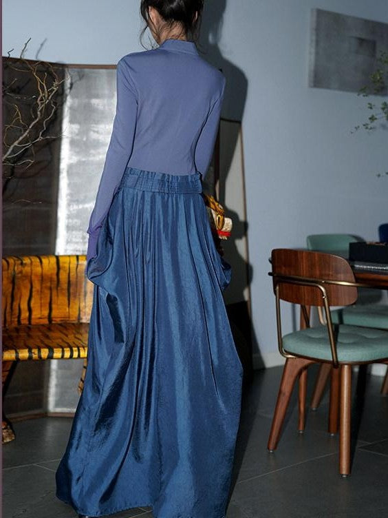 badtaste Western Patchwork Three Tone Long Sleeve Women's Heavyweight Casual Maxi Dresses