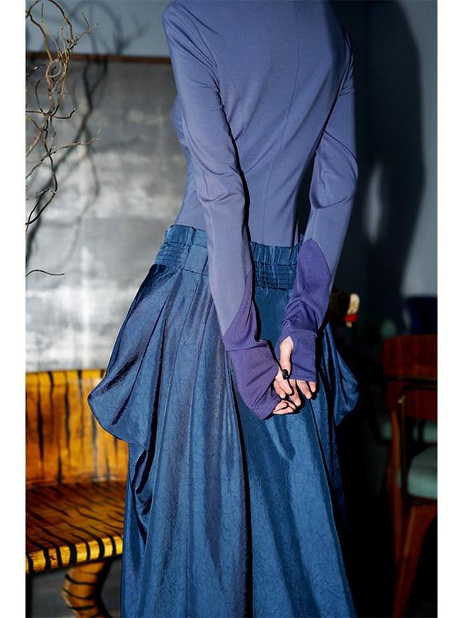 badtaste Western Patchwork Three Tone Long Sleeve Women's Heavyweight Casual Maxi Dresses