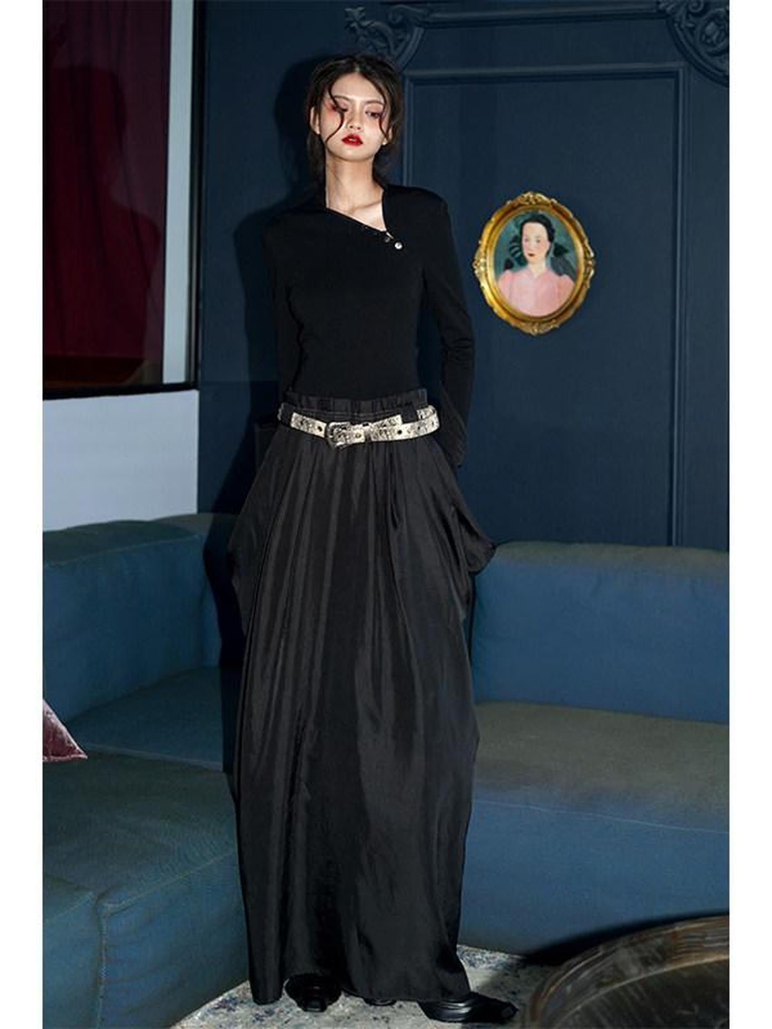 badtaste Western Patchwork Three Tone Long Sleeve Women's Heavyweight Casual Maxi Dresses
