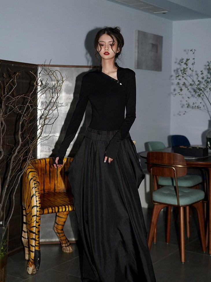 badtaste Western Patchwork Three Tone Long Sleeve Women's Heavyweight Casual Maxi Dresses