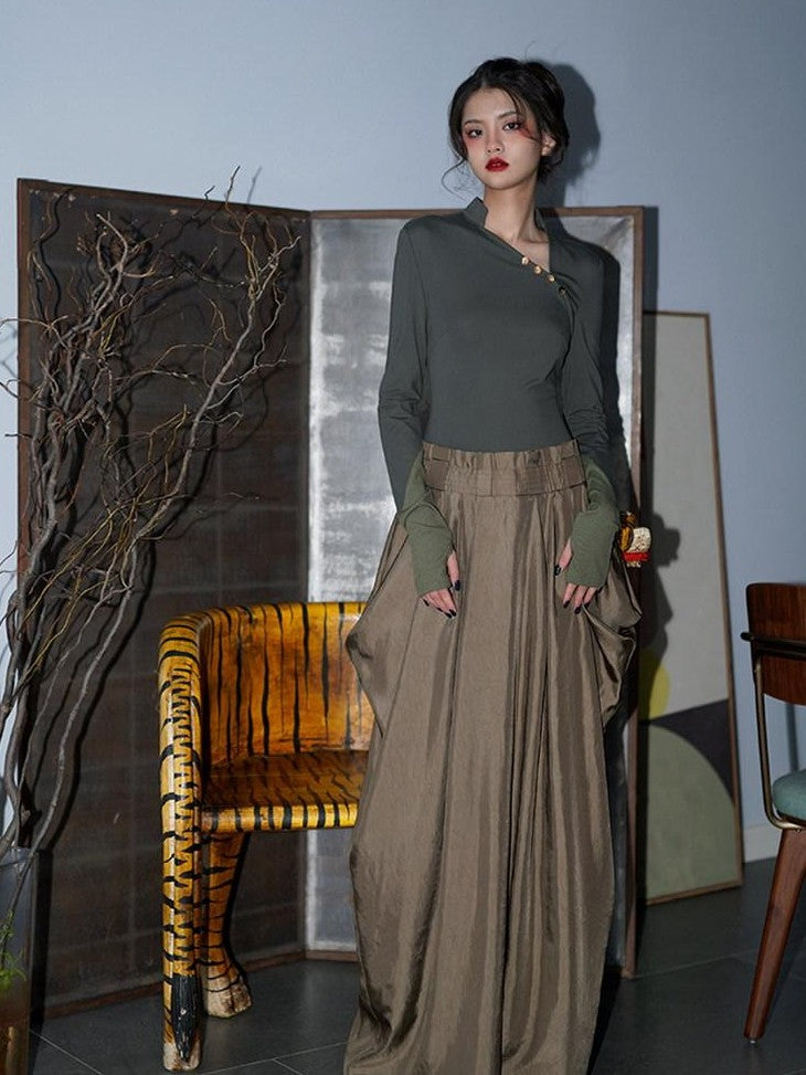 badtaste Western Patchwork Three Tone Long Sleeve Women's Heavyweight Casual Maxi Dresses