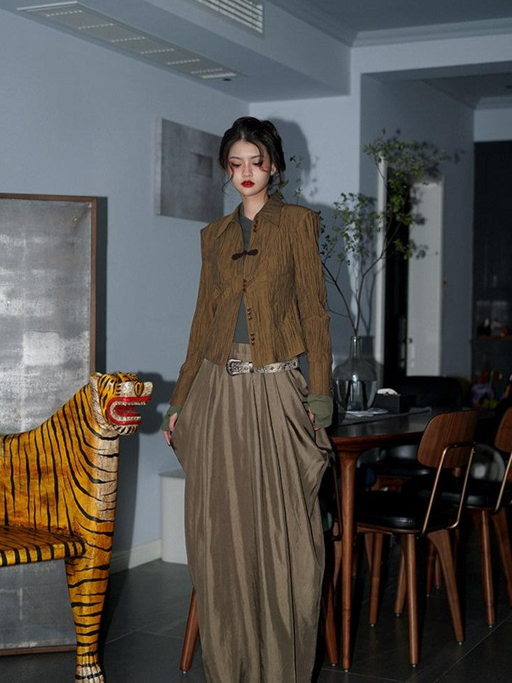 badtaste Western Patchwork Three Tone Long Sleeve Women's Heavyweight Casual Maxi Dresses