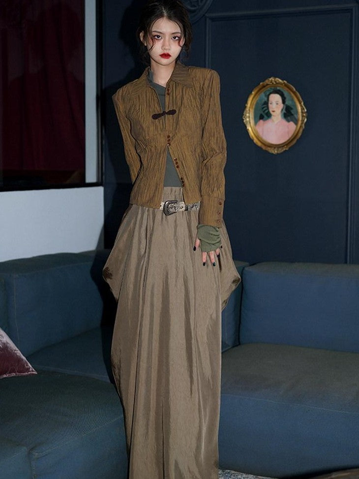 badtaste Western Patchwork Three Tone Long Sleeve Women's Heavyweight Casual Maxi Dresses