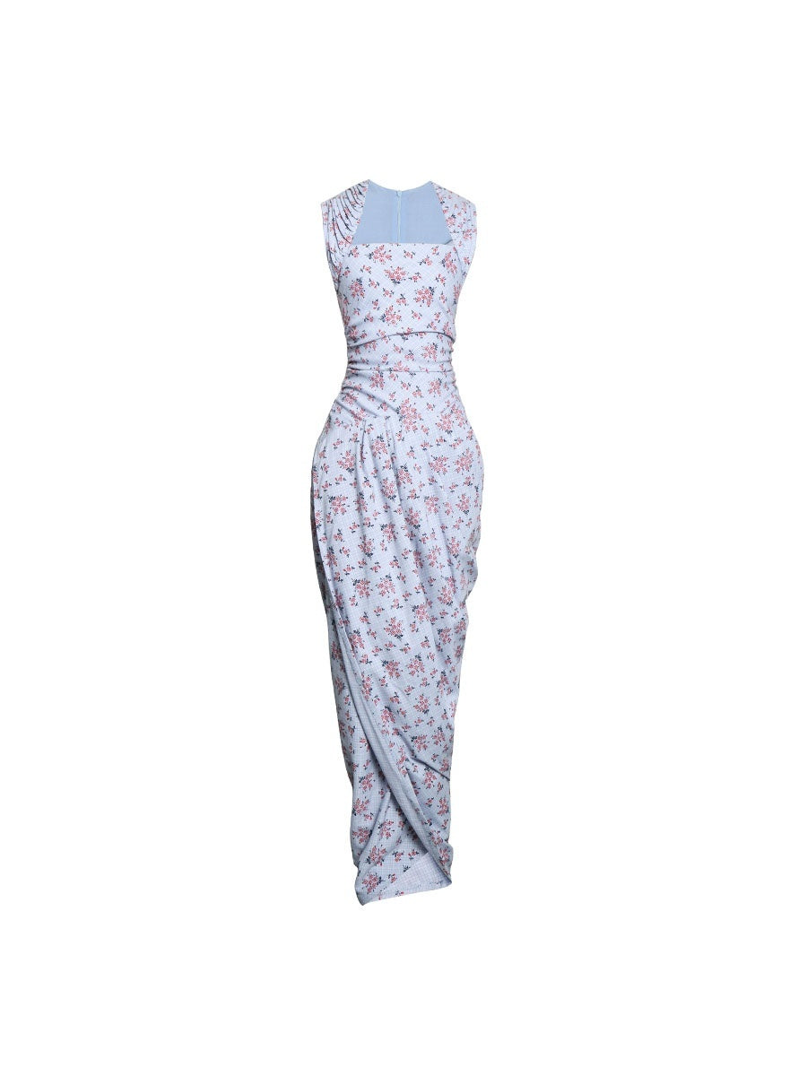 badtaste_Western_Plaid_Tailored_Pinch_Pleat_Asymmetrical_Women's_Halter_Maxi_Dresses_907952910256_MISSTT