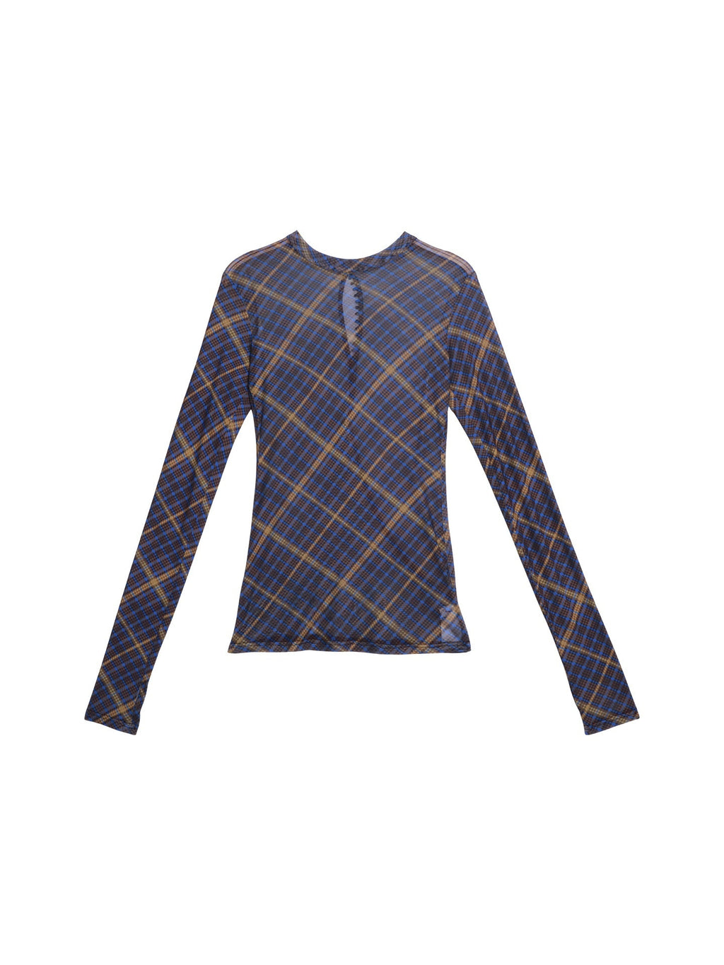 badtaste_Western_Plaid_Two_Way_Print_Mesh_Cutout_Women's_Long_Sleeve_T-shirts_972205030534_MISSTT