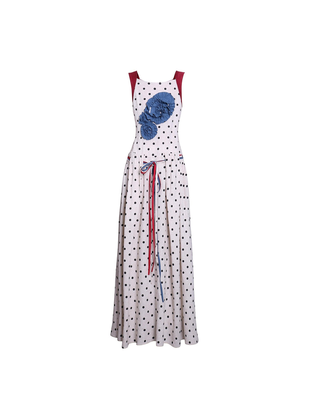 badtaste_Western_Polka_Dot_3d_Rosette_Women's_Linen_Slip_Maxi_Dresses_936999089970_MISSTT