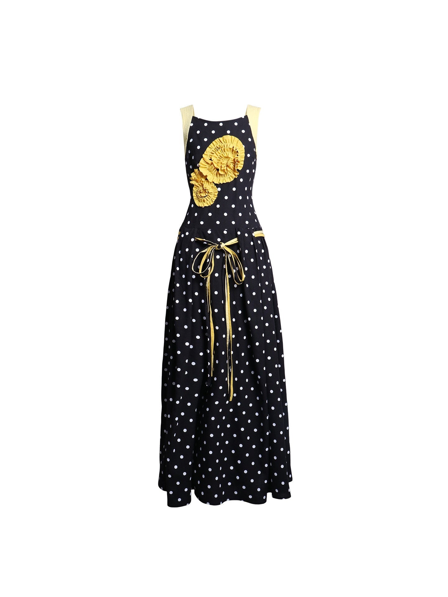 badtaste_Western_Polka_Dot_3d_Rosette_Women's_Linen_Slip_Maxi_Dresses_936999089970_MISSTT
