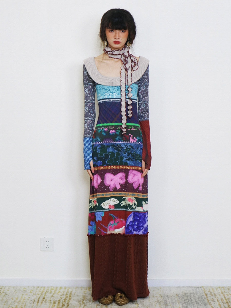 badtaste_Western_Printed_Patchwork_Slim_Women's_Rib_Knit_Casual_Maxi_Dresses_850157358312_MISSTT