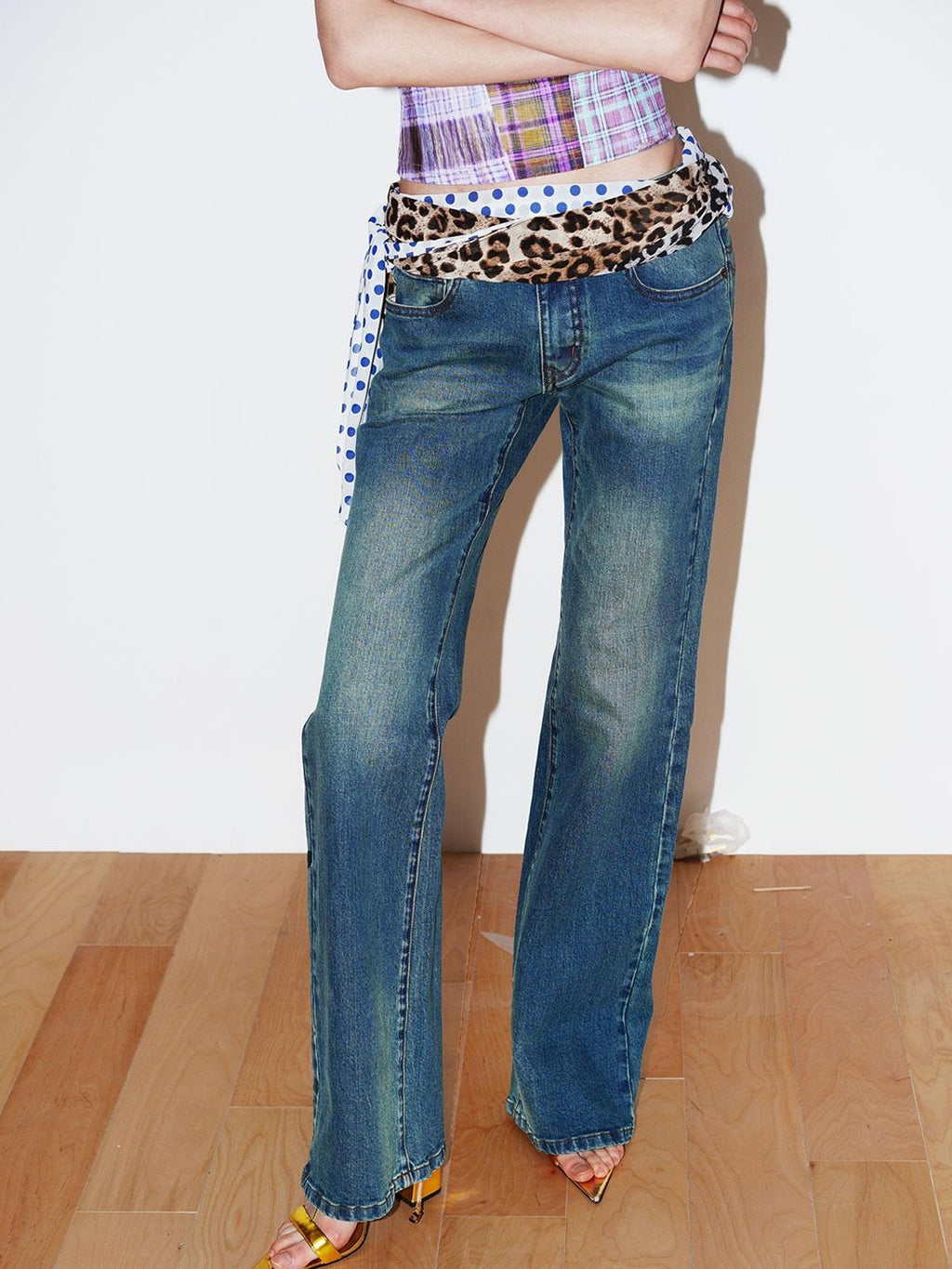 badtaste Western Retro Machine Embroidered Slim Low Waist Women's Denim Flare Jeans