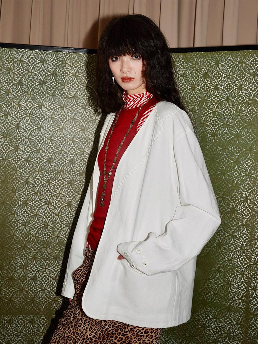 badtaste Western Retro Solid Original Loose Fit Heavyweight Women's Cotton Linen Blazers