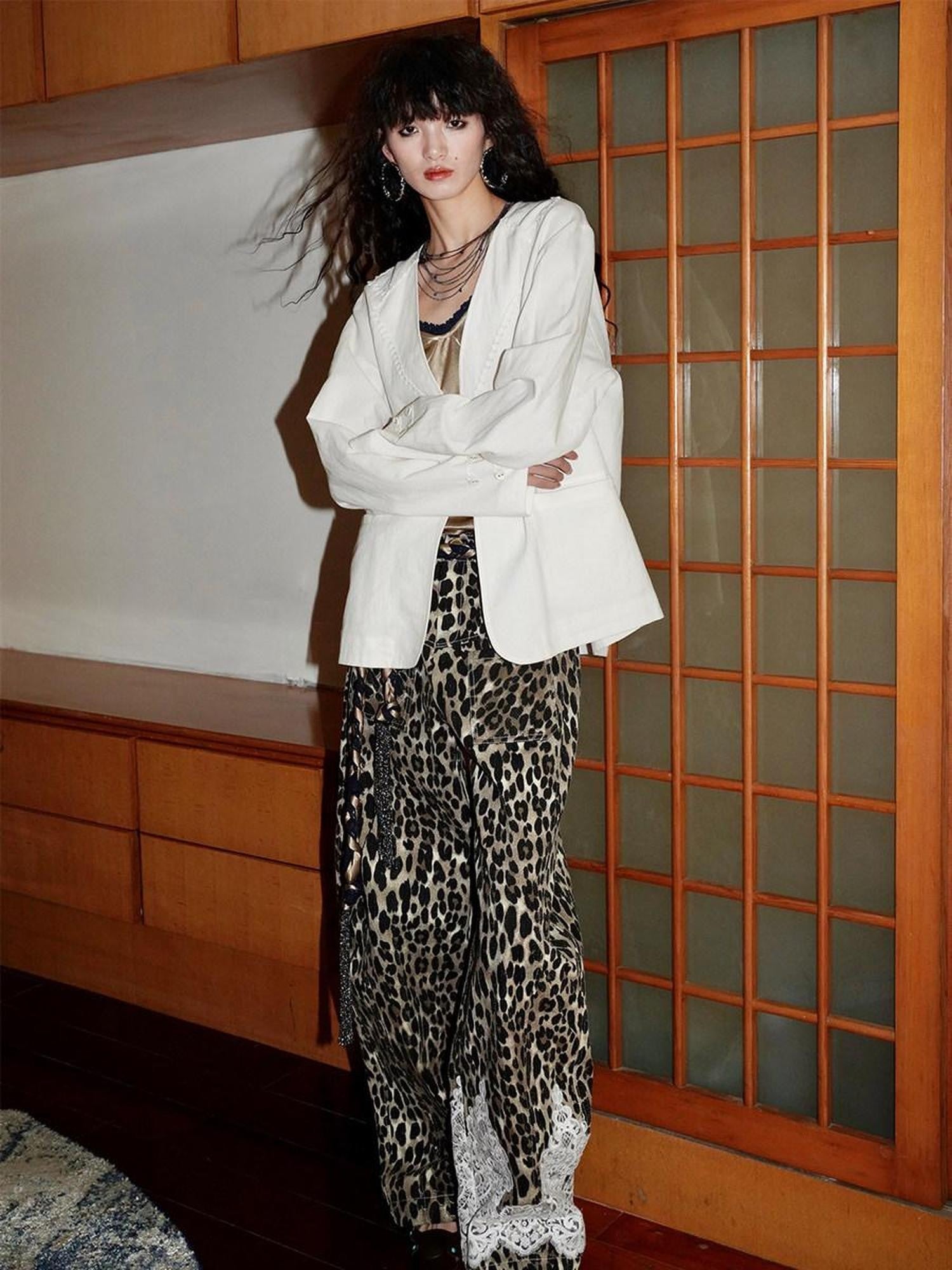 badtaste Western Retro Solid Original Loose Fit Heavyweight Women's Cotton Linen Blazers