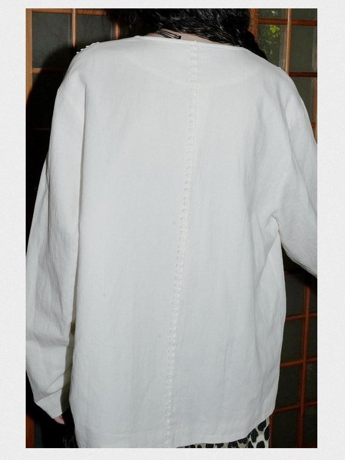 badtaste Western Retro Solid Original Loose Fit Heavyweight Women's Cotton Linen Blazers