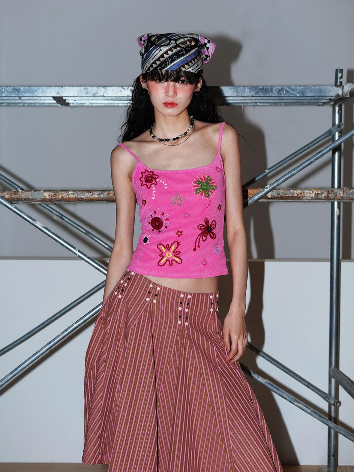 badtaste Western Retro Striped Beaded Studded Low Waist Flared Women's A-line Skirts