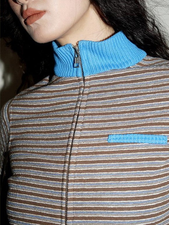 badtaste Western Retro Striped Slim Long Sleeve Women's Casual Top & Shorts Sets