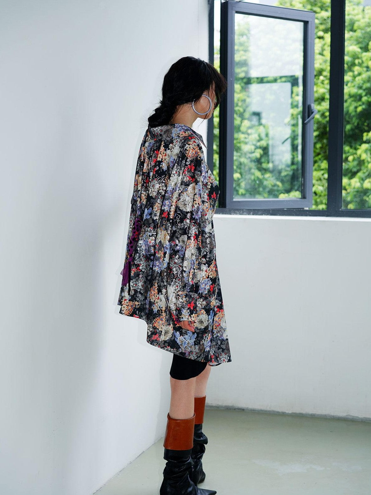 badtaste Western Reversible Floral Jacquard Gold Foil Women's Cotton Shirts