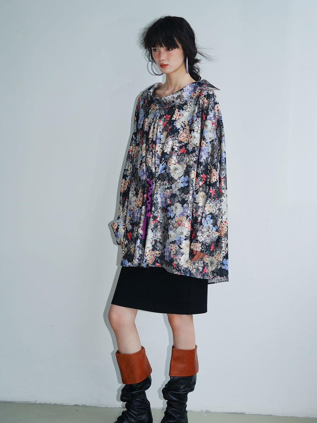 badtaste Western Reversible Floral Jacquard Gold Foil Women's Cotton Shirts