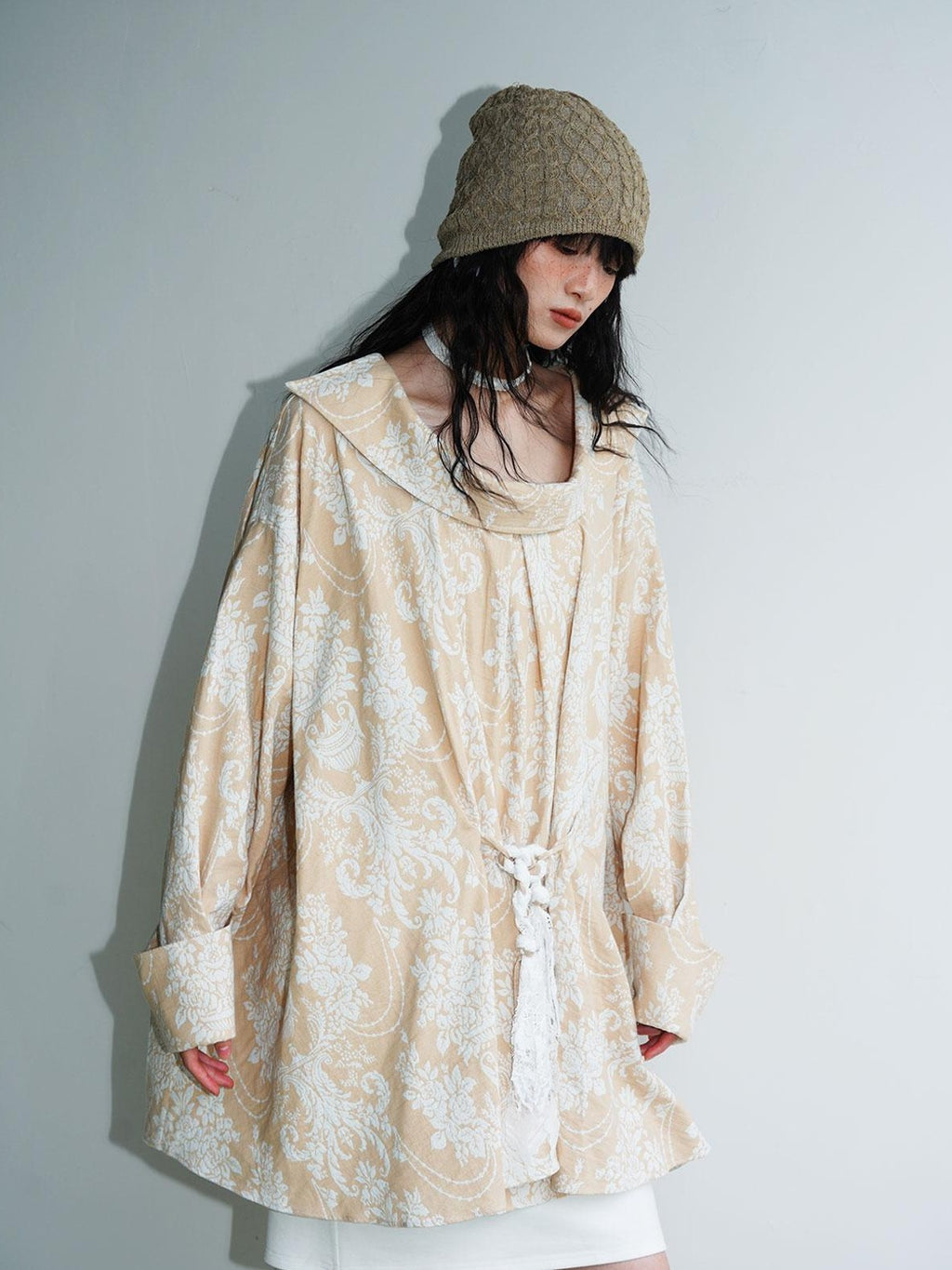 badtaste Western Reversible Floral Jacquard Gold Foil Women's Cotton Shirts