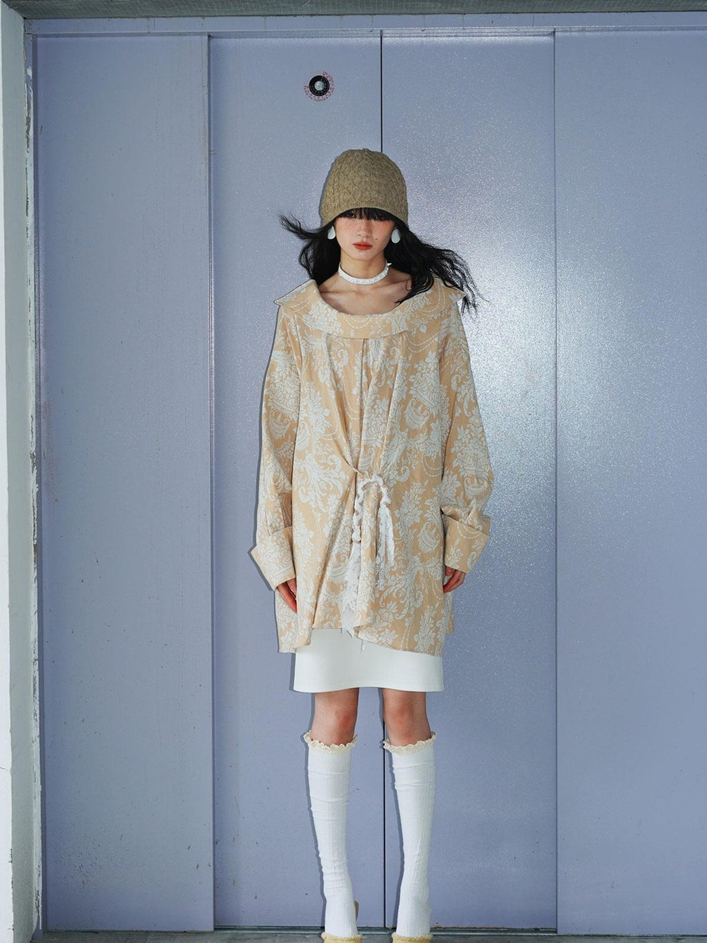 badtaste Western Reversible Floral Jacquard Gold Foil Women's Cotton Shirts