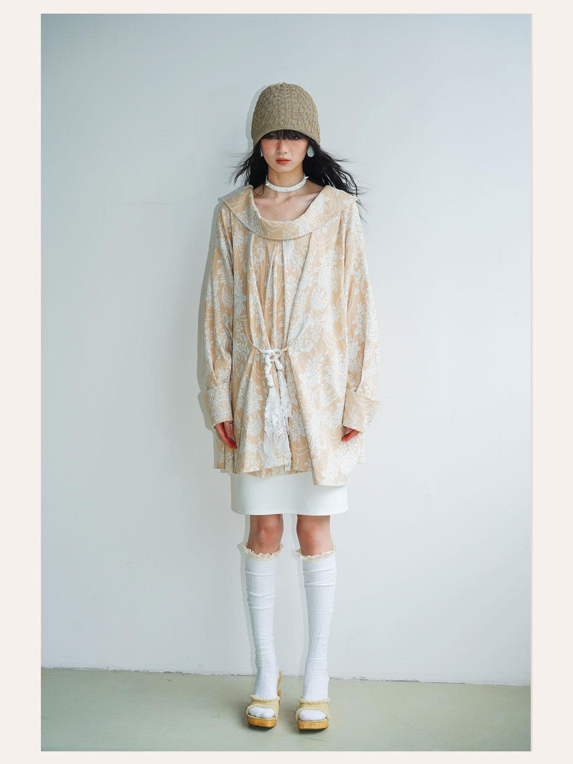 badtaste Western Reversible Floral Jacquard Gold Foil Women's Cotton Shirts