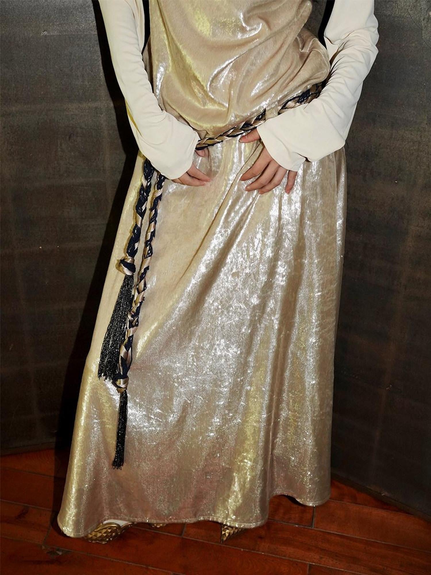 badtaste Western Shiny Solid Loose Long Sleeve Women's Special Fabric Casual Maxi Dresses
