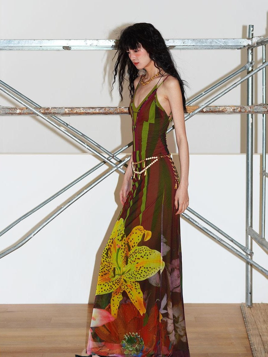 badtaste Western Slim Fit Printed Faux Two Piece Women's Slip Maxi Dresses