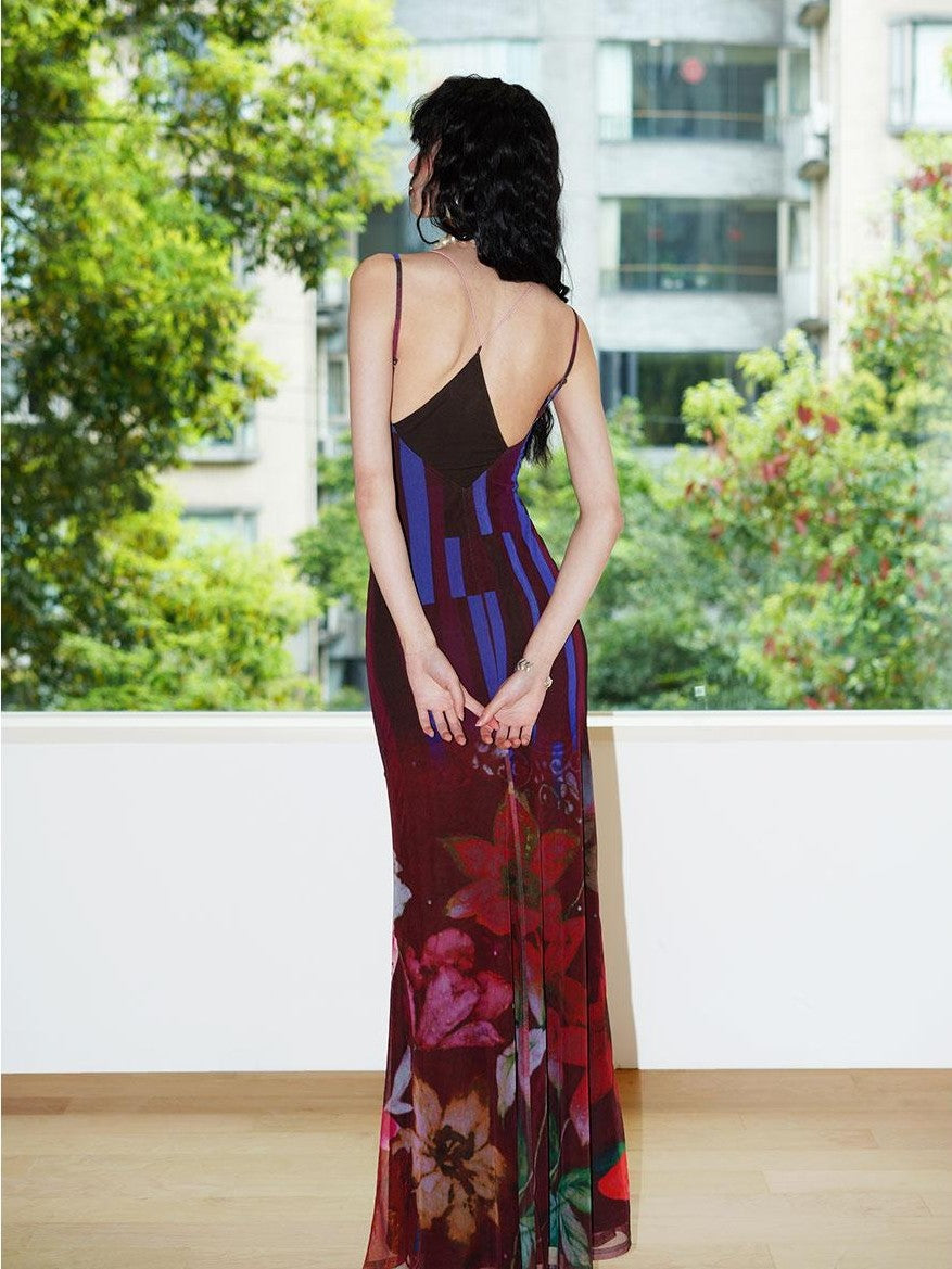 badtaste Western Slim Fit Printed Faux Two Piece Women's Slip Maxi Dresses