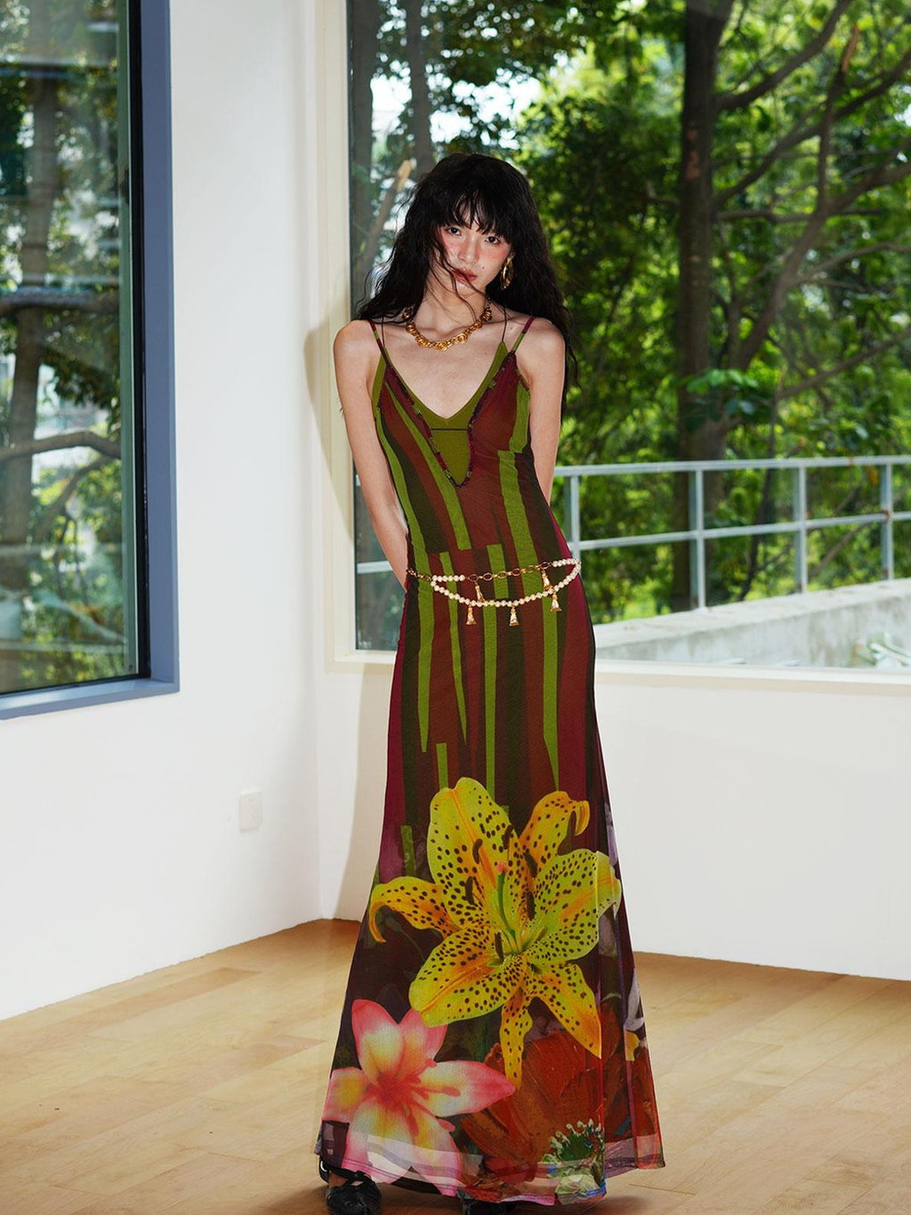 badtaste Western Slim Fit Printed Faux Two Piece Women's Slip Maxi Dresses