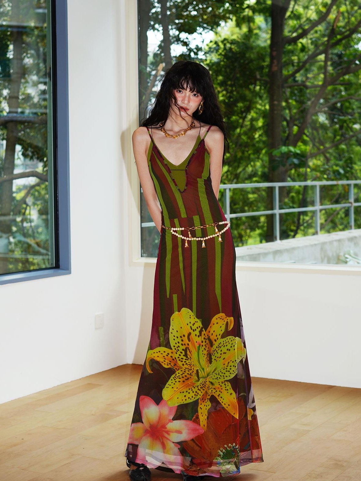 badtaste Western Slim Fit Printed Faux Two Piece Women's Slip Maxi Dresses
