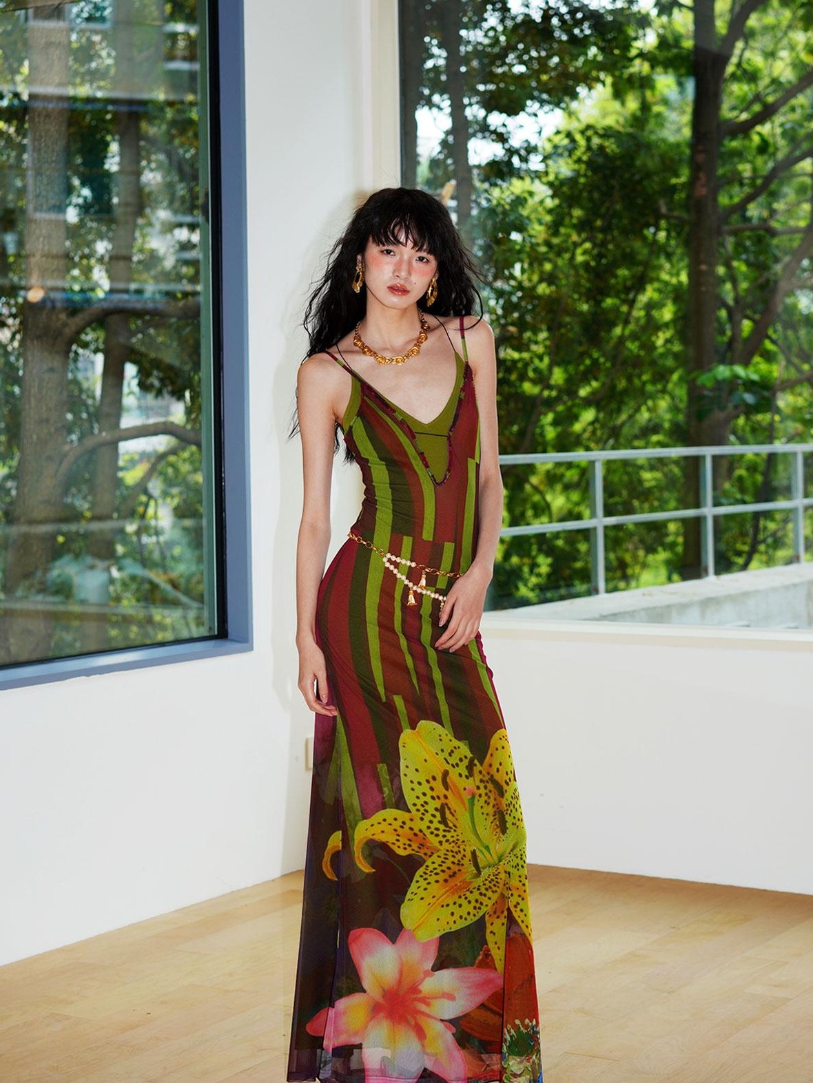 badtaste Western Slim Fit Printed Faux Two Piece Women's Slip Maxi Dresses