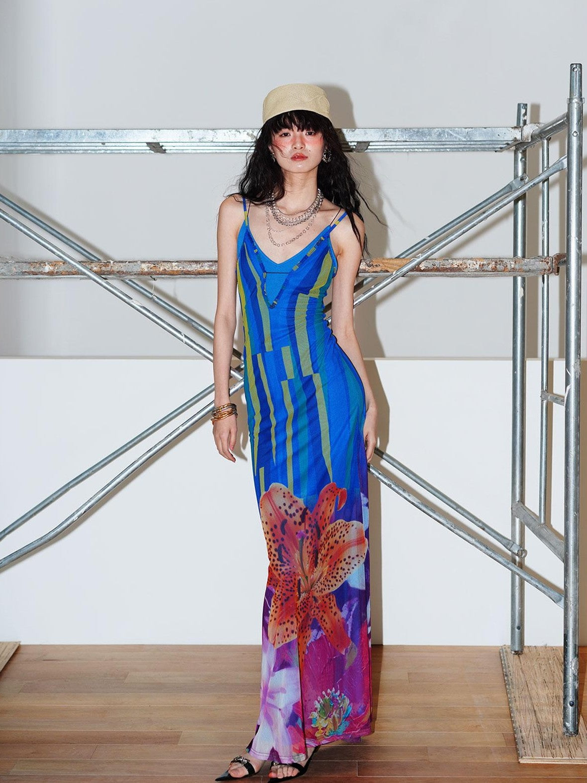 badtaste Western Slim Fit Printed Faux Two Piece Women's Slip Maxi Dresses