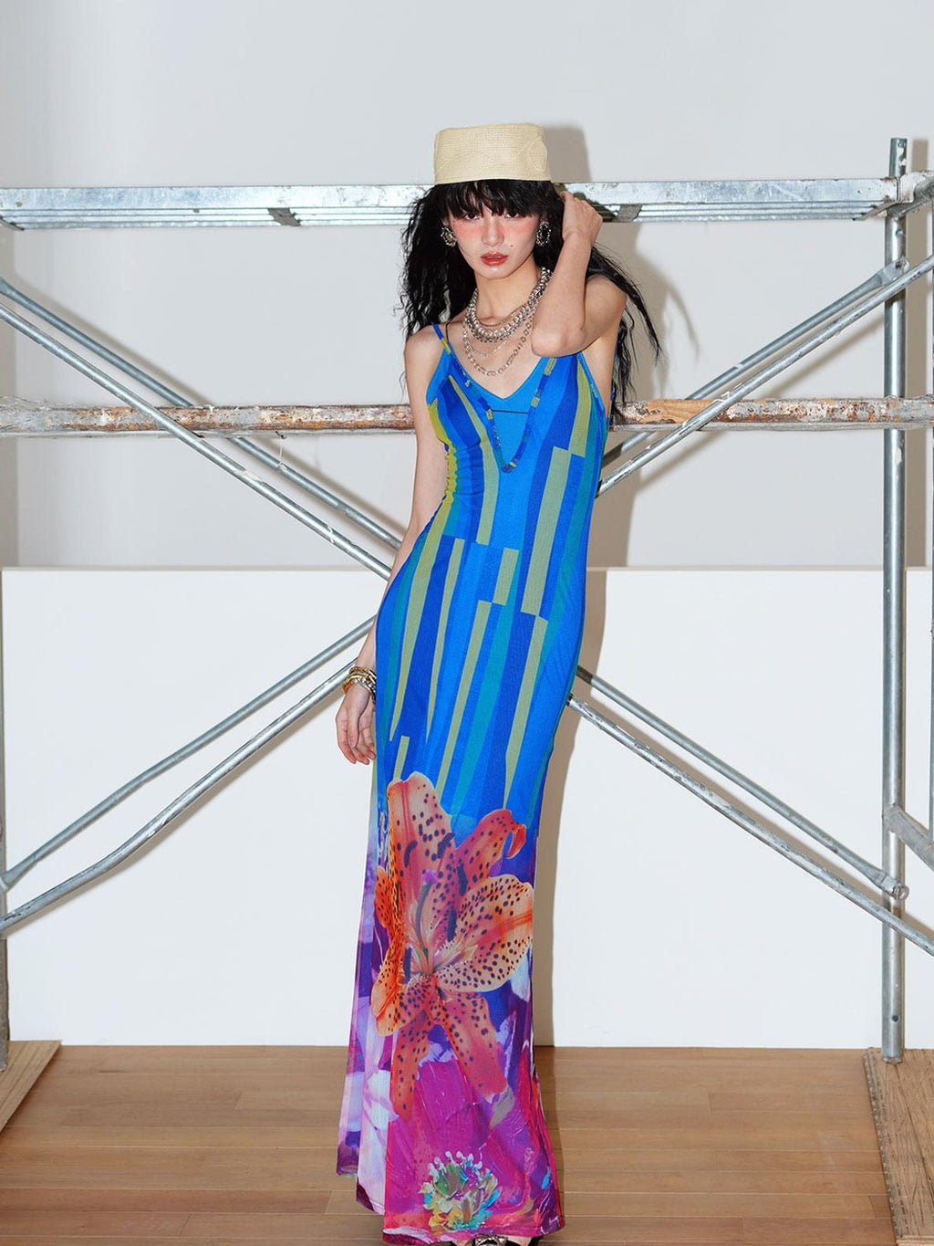 badtaste Western Slim Fit Printed Faux Two Piece Women's Slip Maxi Dresses