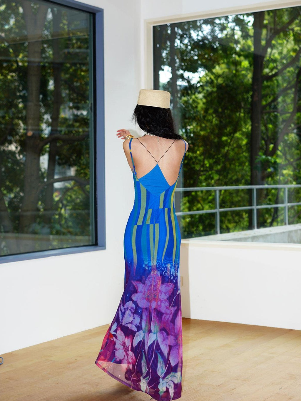 badtaste Western Slim Fit Printed Faux Two Piece Women's Slip Maxi Dresses