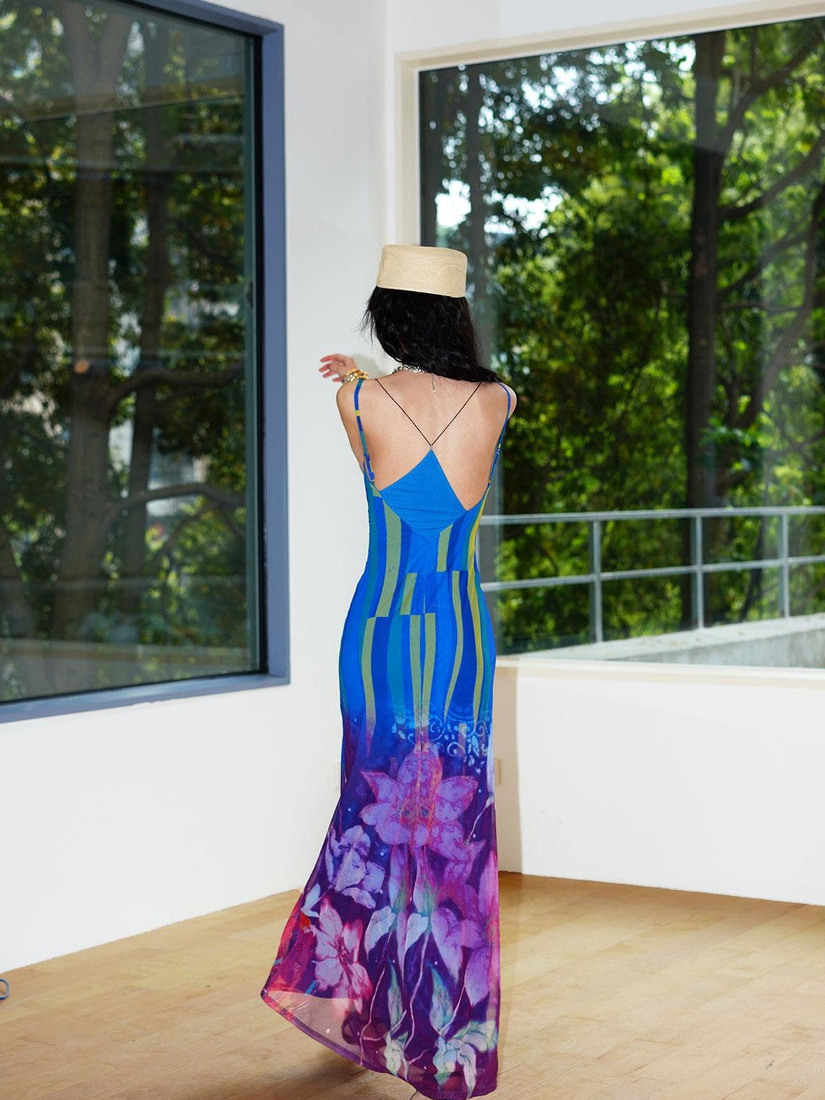 badtaste Western Slim Fit Printed Faux Two Piece Women's Slip Maxi Dresses
