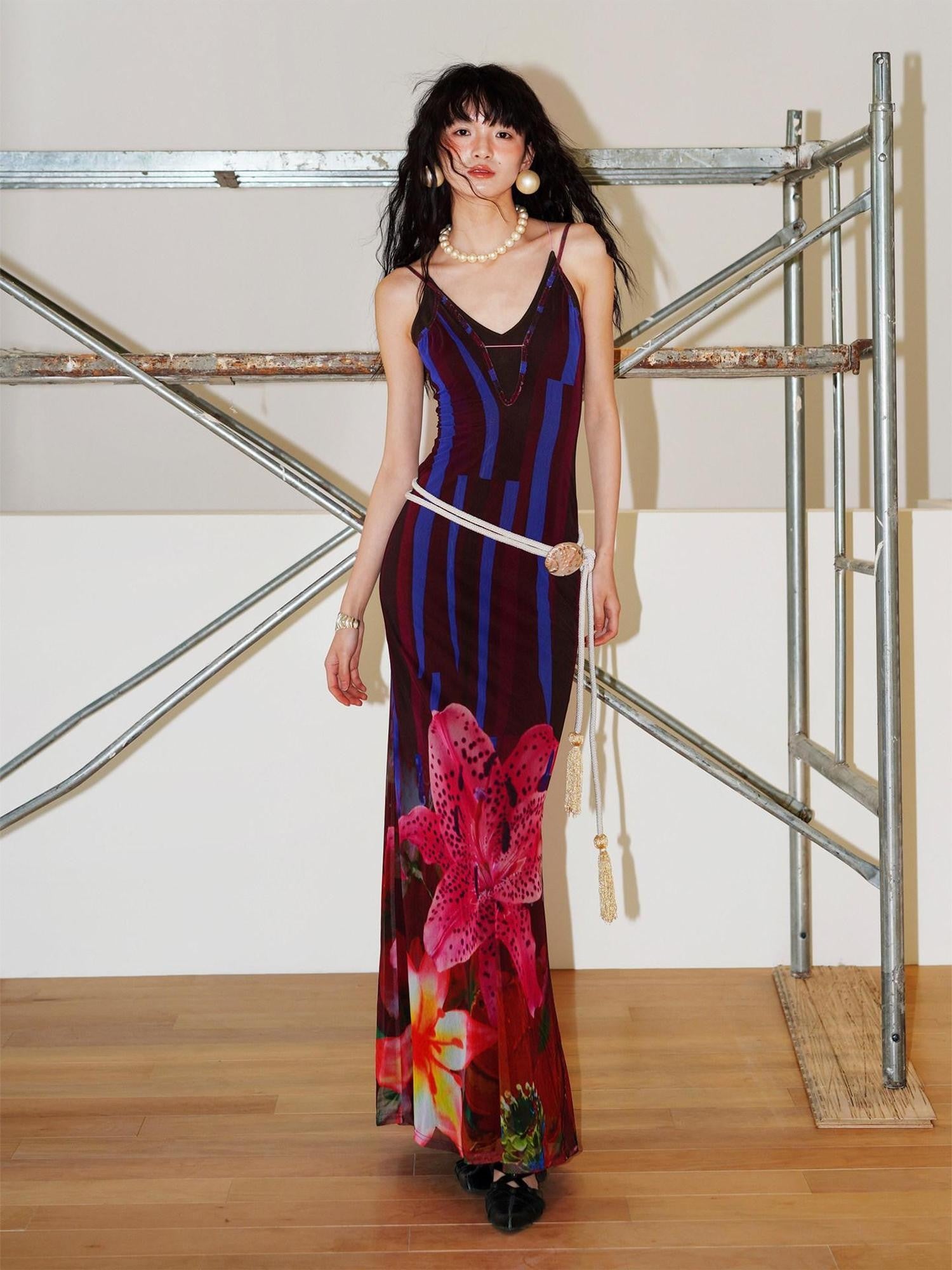 badtaste Western Slim Fit Printed Faux Two Piece Women's Slip Maxi Dresses