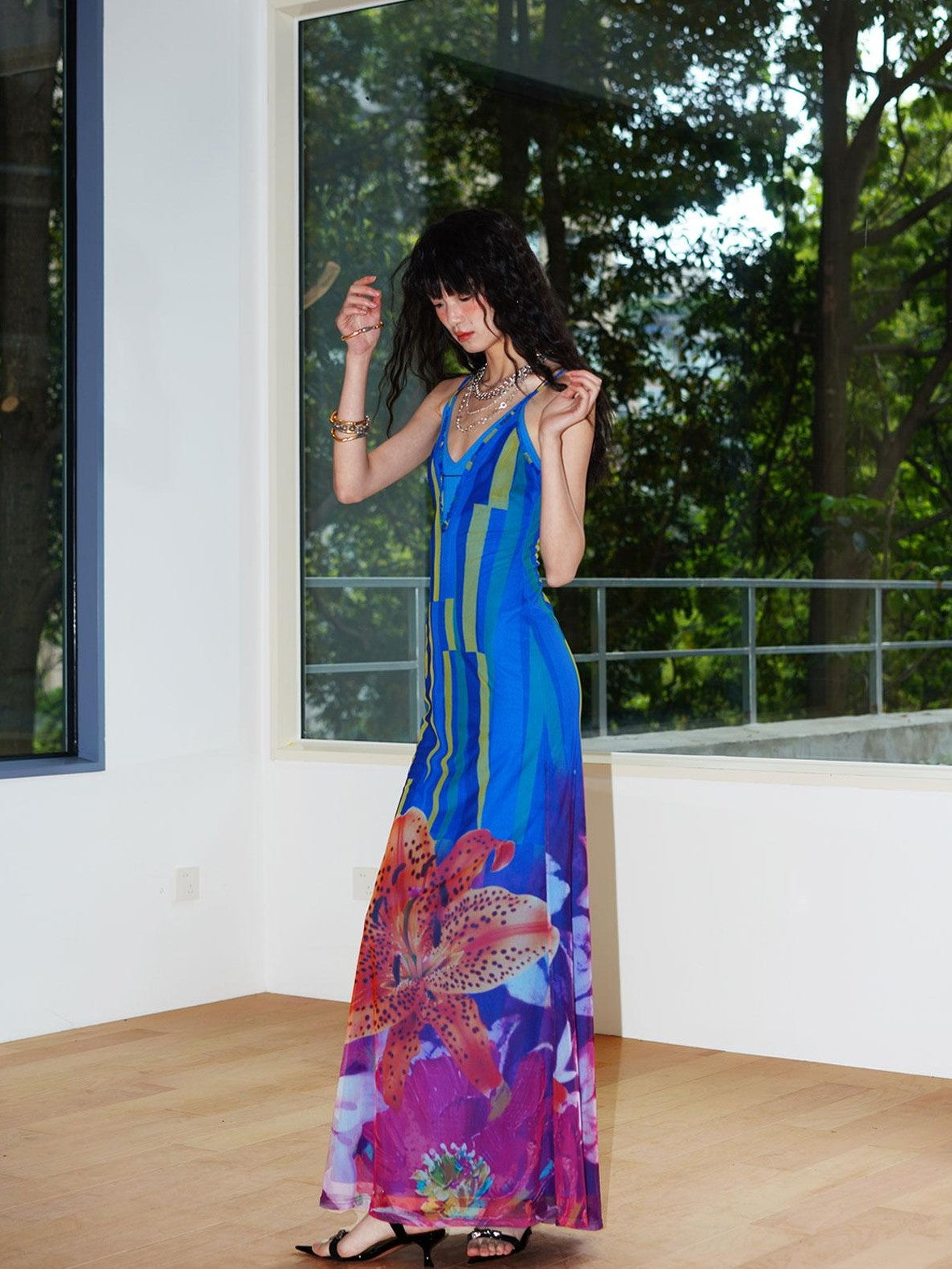 badtaste Western Slim Fit Printed Faux Two Piece Women's Slip Maxi Dresses
