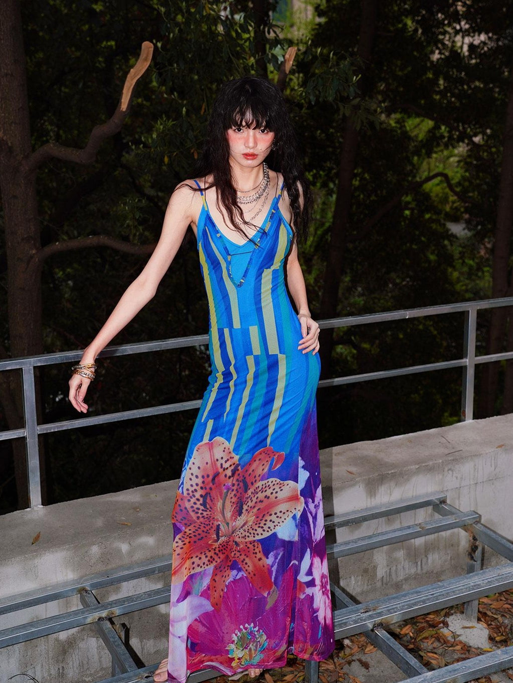badtaste Western Slim Fit Printed Faux Two Piece Women's Slip Maxi Dresses