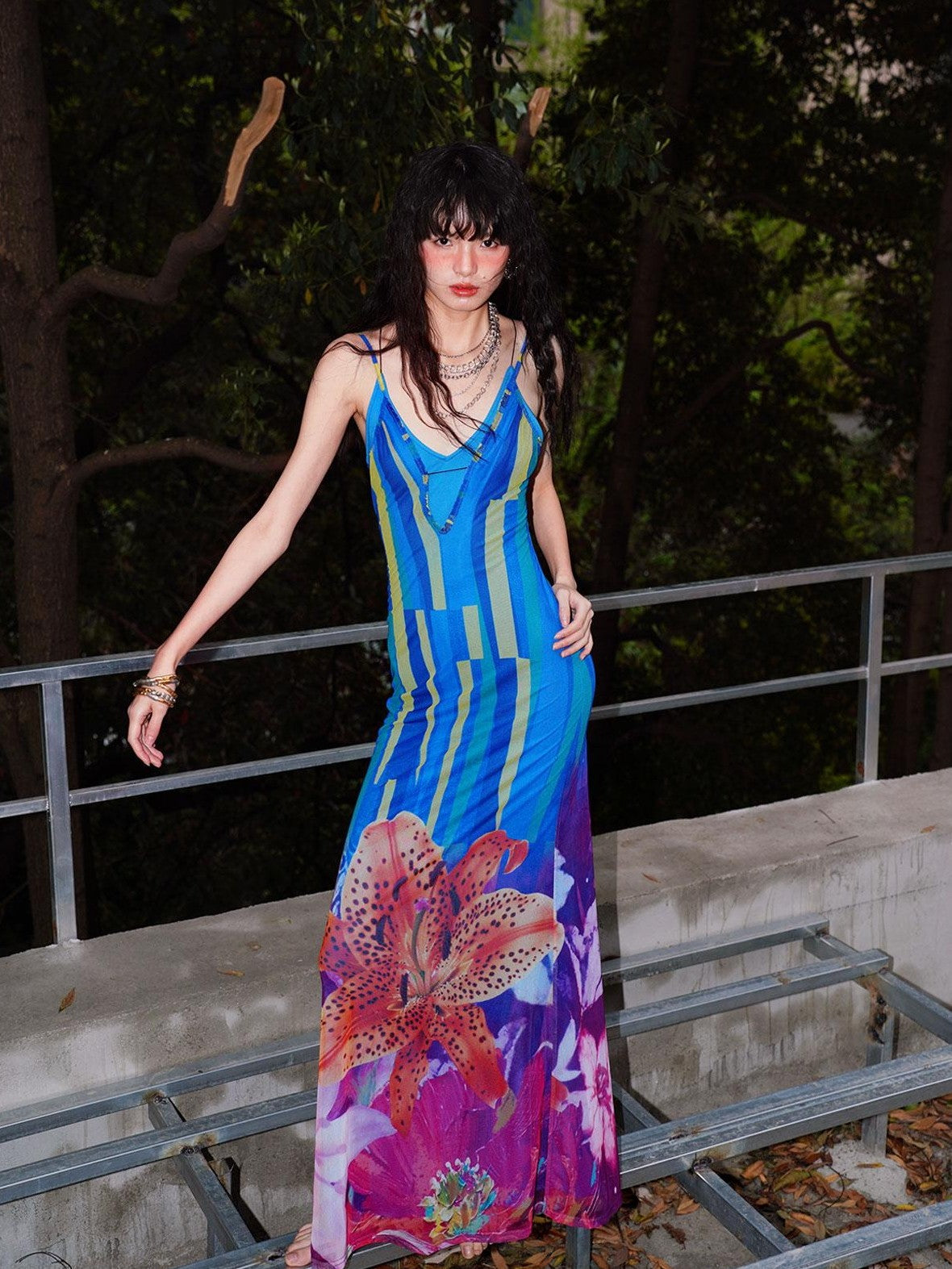 badtaste Western Slim Fit Printed Faux Two Piece Women's Slip Maxi Dresses