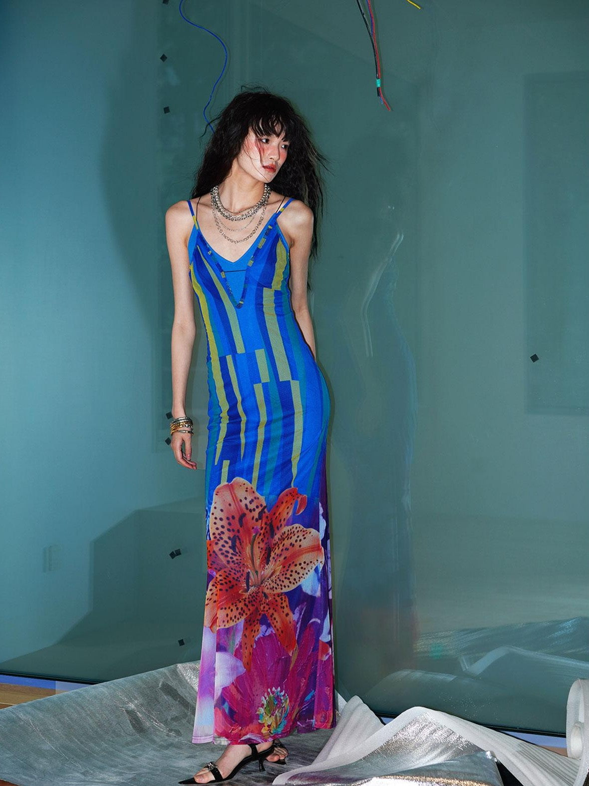 badtaste Western Slim Fit Printed Faux Two Piece Women's Slip Maxi Dresses