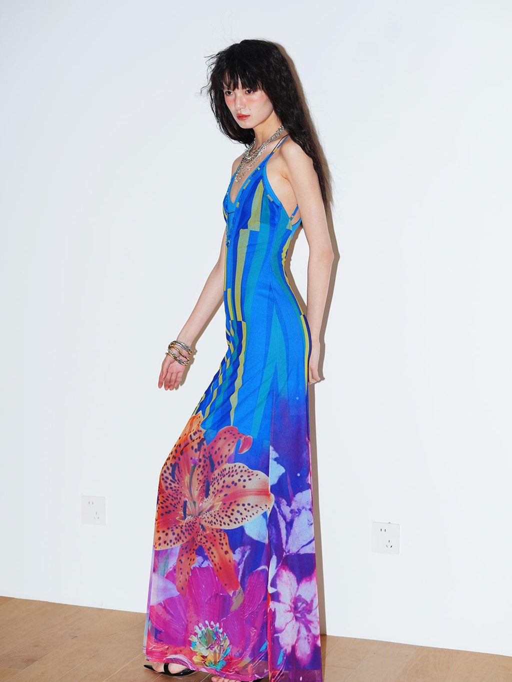 badtaste Western Slim Fit Printed Faux Two Piece Women's Slip Maxi Dresses